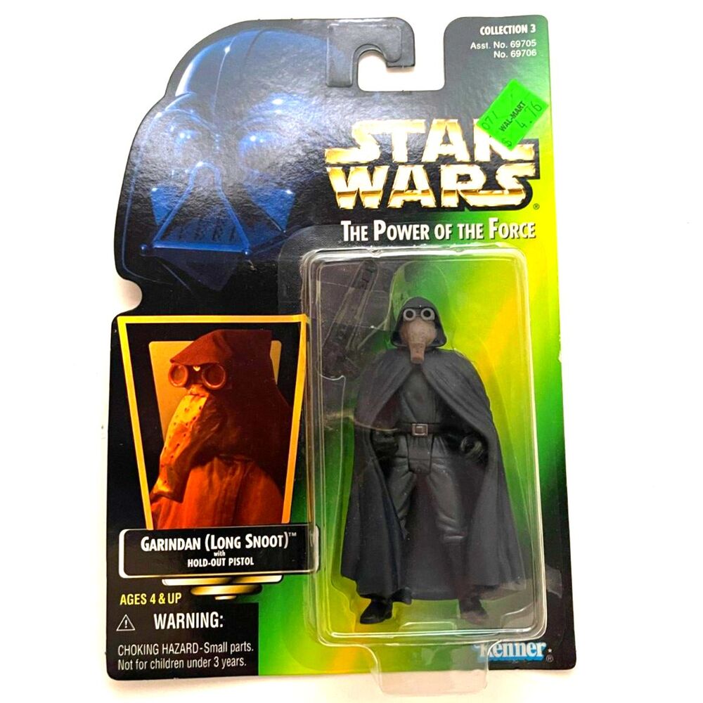 Garindan Long Snoot Star Wars POTF2 Power Of Force 1997 With Holo Green Vtg MOC